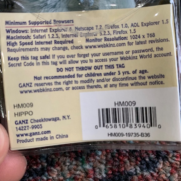 Webkinz Blue Hippo New with Unused Code - Picture 2 of 2